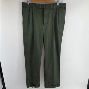 Travel Smart Roundtree & Yorke twill pleated cuffed dress trouser pants sz 36x32